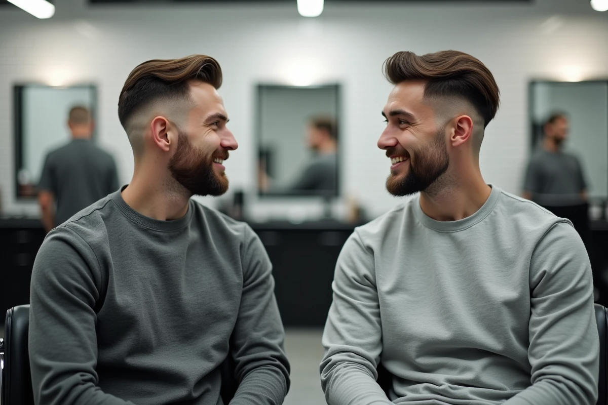 Comparaison entre coupe taper et fade classique sur deux hommes aux morphologies différentes