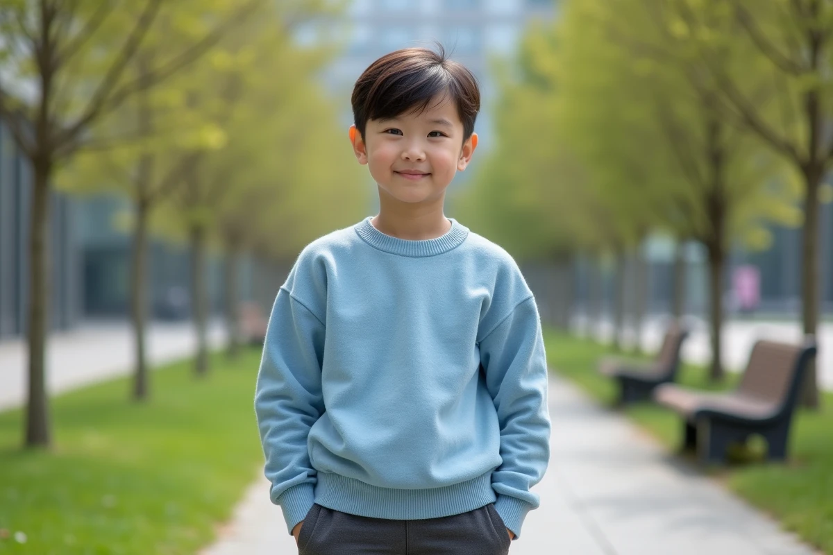 Fille de 13 ans debout dans un parc urbain après l