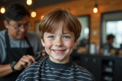 Coupe de cheveux dégradée moderne pour garçon élégamment stylée