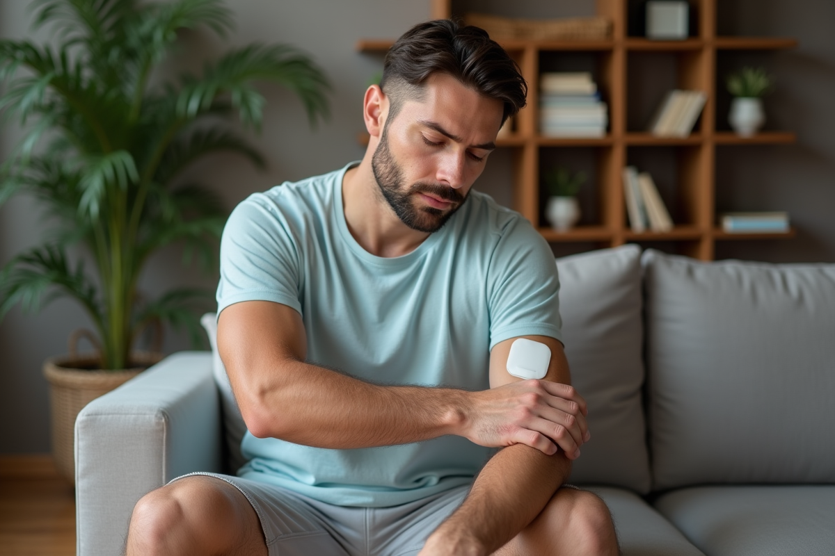Homme appliquant gel après rasage dans salon confortable
